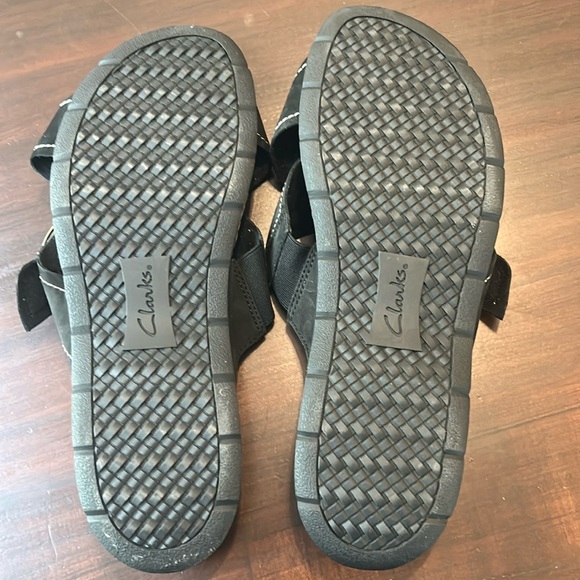 Clarks Collection Leather Criss Cross Slide Sandals ‘Reileigh May’ Black Size 12 - Picture 10 of 15